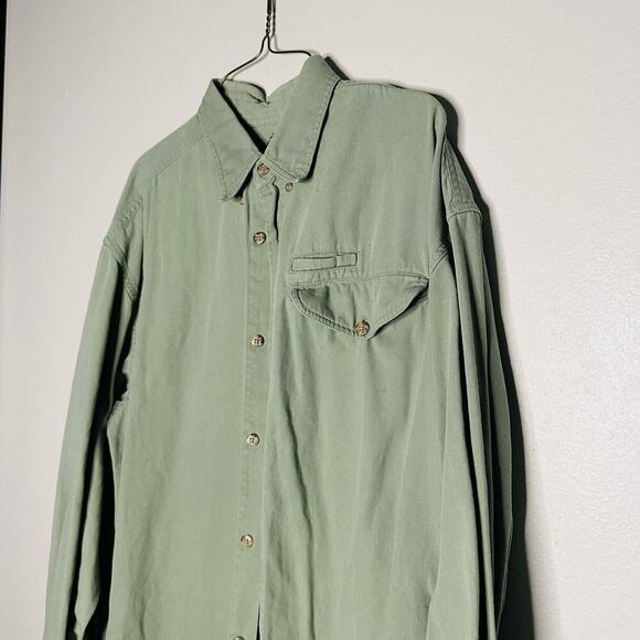 Keeper Bay Light Green Mens Long sleeve Collared Button One Pocket Shirt Size L - Picture 3 of 8